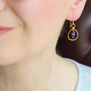 Lapis Lazuli Link Earrings styled