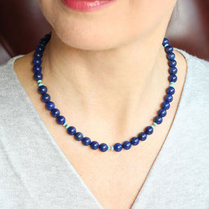 lapis lazuli turquoise necklace styled