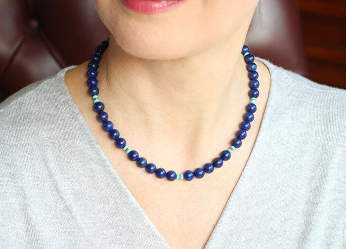 lapis lazuli turquoise necklace styled