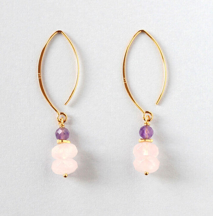 rose quartz amethyst earrings