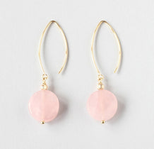 rose quartz coin earrings
