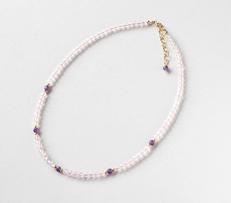 rose quartz delicate necklace ILgemstones