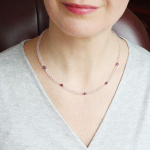 rose quartz delicate necklace longer length