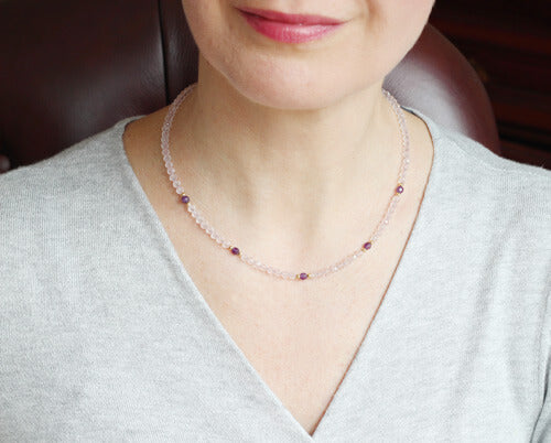 rose quartz delicate necklace longer length