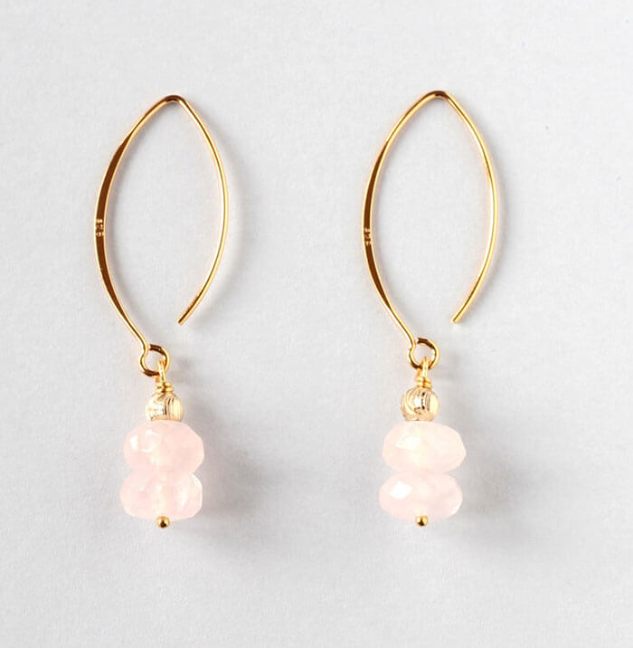 rose quartz gold earrings ILgemstones