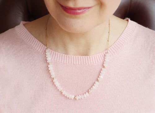 rose quartz necklace model Irish
