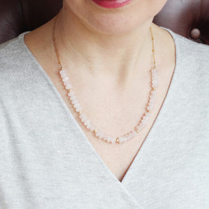 rose quartz necklace model madelocal