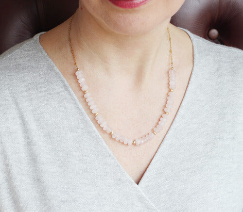 rose quartz necklace model madelocal