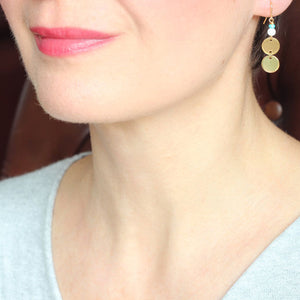 Tridacna Turquoise Disc Earrings model