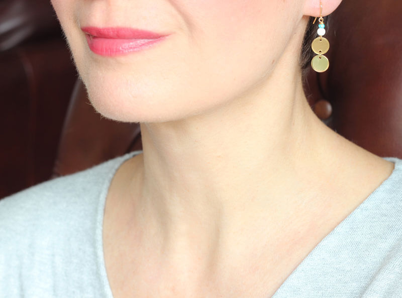 Tridacna Turquoise Disc Earrings model
