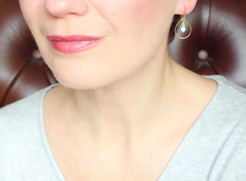 Tridacna Turquoise Hoop Earrings model