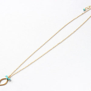 Turquoise delicate necklace full length